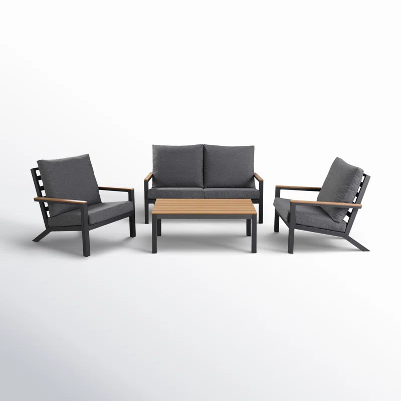 Furnishiaa 4-Piece Outdoor Conversation Sofa Set with metal frame