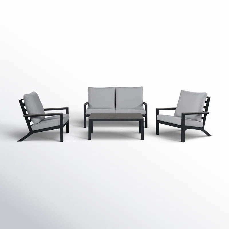 Furnishiaa 4-Piece Outdoor Conversation Sofa Set with metal frame