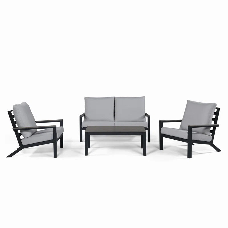 Furnishiaa 4-Piece Outdoor Conversation Sofa Set with metal frame