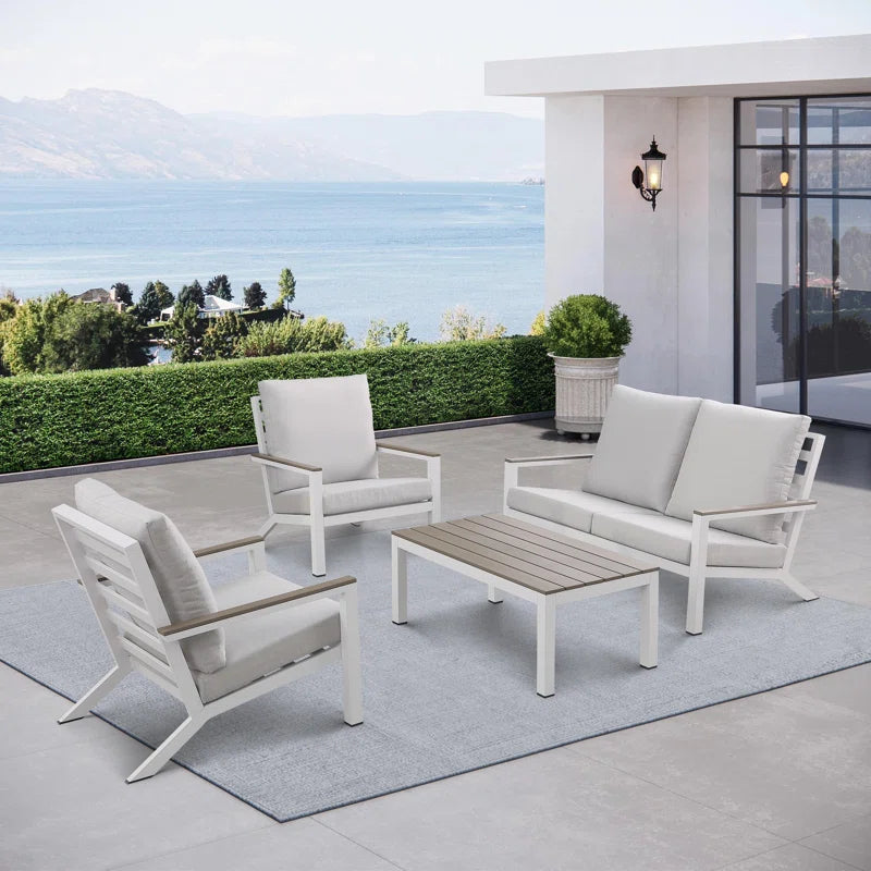 Furnishiaa 4-Piece Outdoor Conversation Sofa Set with metal frame