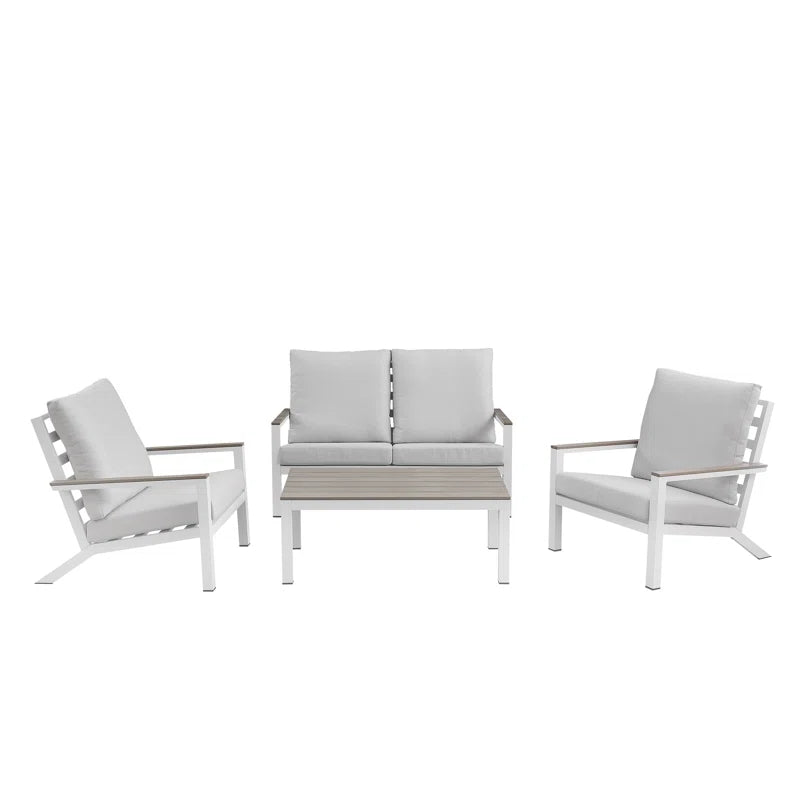 Furnishiaa 4-Piece Outdoor Conversation Sofa Set with metal frame