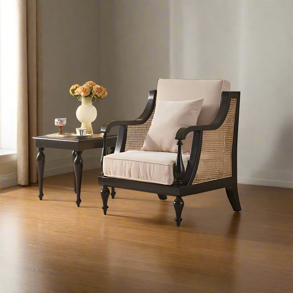 Furnishiaa Elegant Cotton and Linen Armchair Table Set