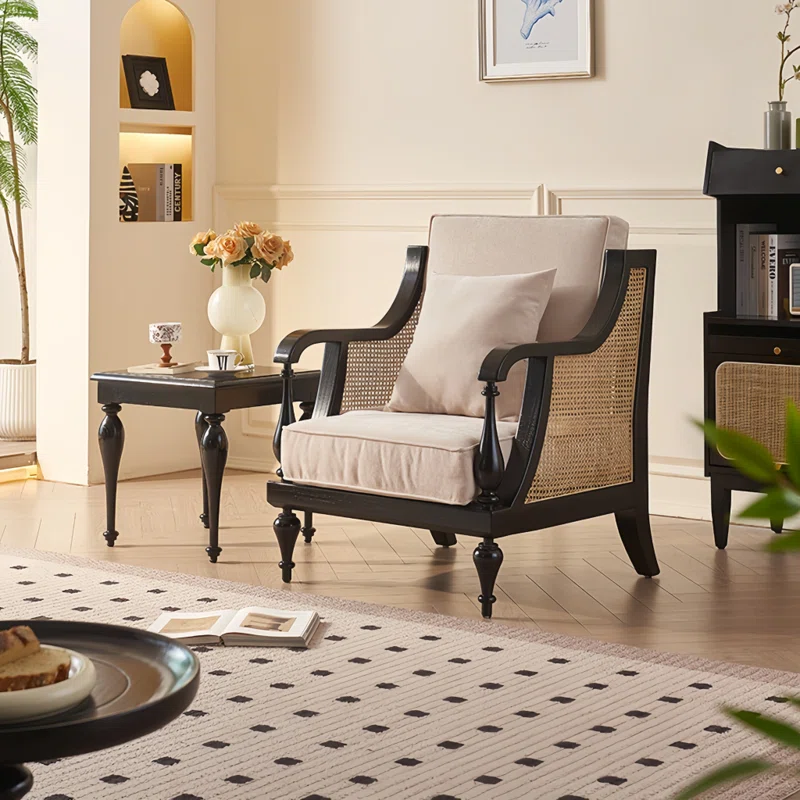 Furnishiaa Elegant Cotton and Linen Armchair Table Set