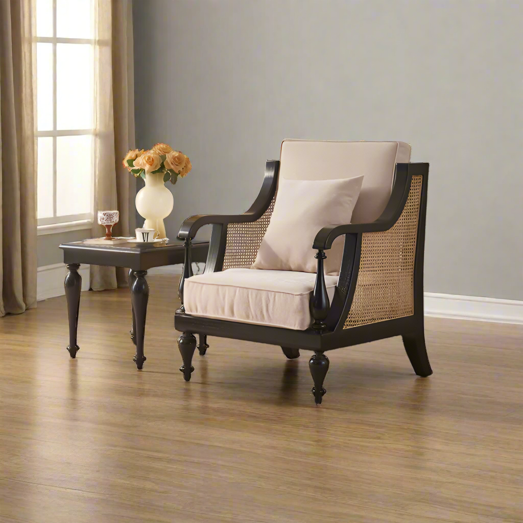 Furnishiaa Elegant Cotton and Linen Armchair Table Set