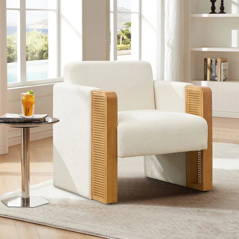 Furnishiaa Upholstered Rattan Armchair