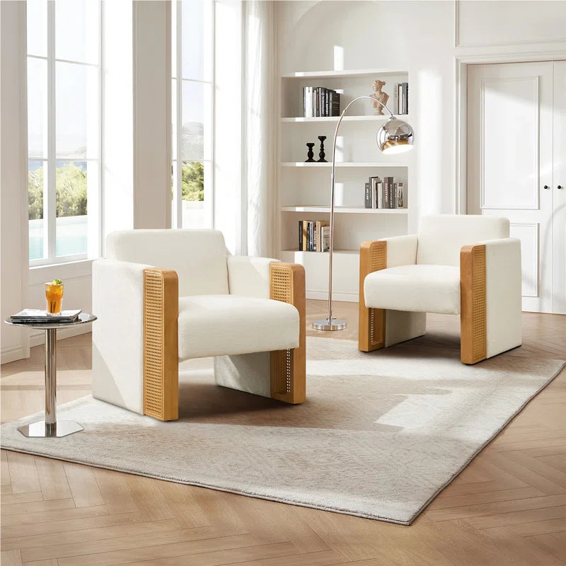 Furnishiaa Upholstered Rattan Armchair