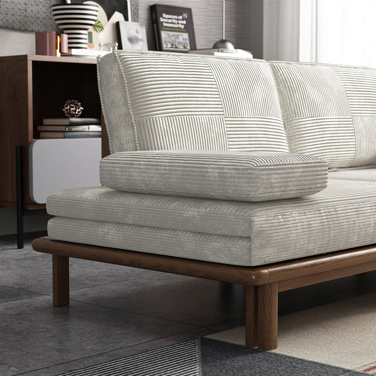 Furnishiaa 78.7-Inch Ash Wood Upholstered Sleeper Sofa