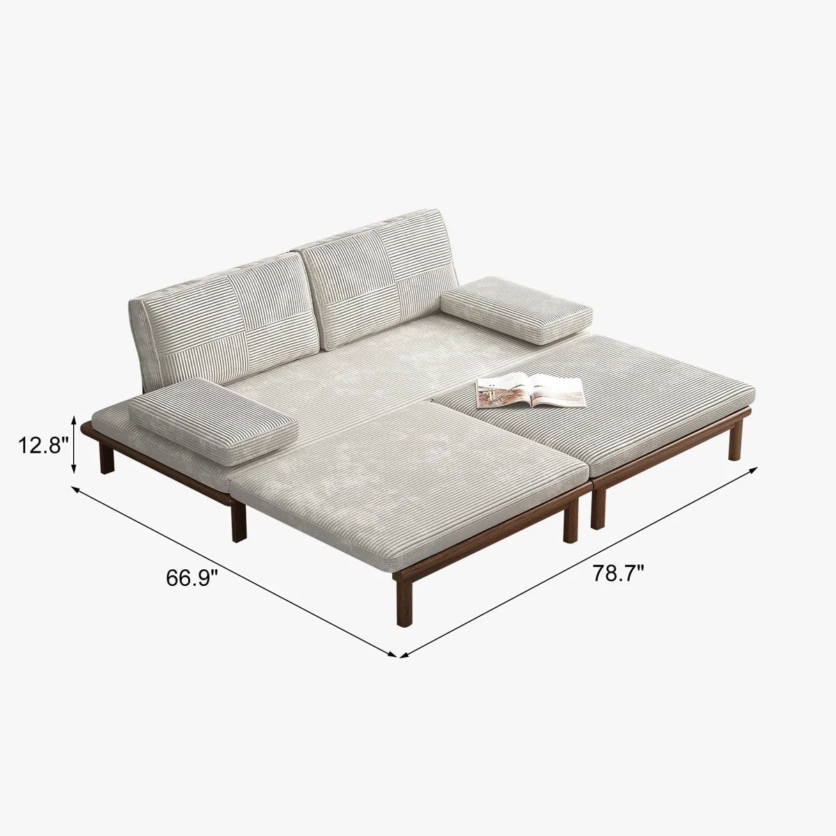 Furnishiaa 78.7-Inch Ash Wood Upholstered Sleeper Sofa