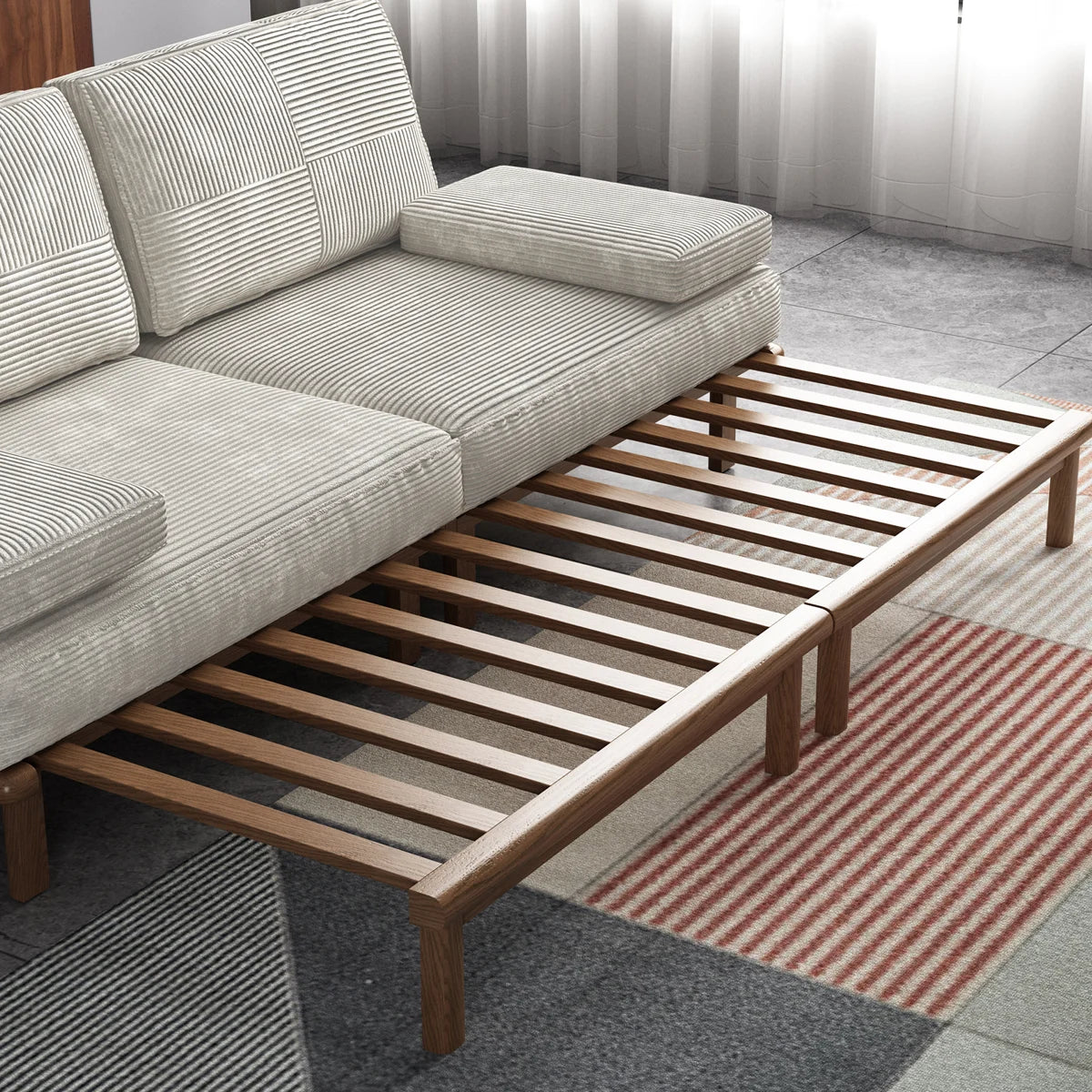 Furnishiaa 78.7-Inch Ash Wood Upholstered Sleeper Sofa