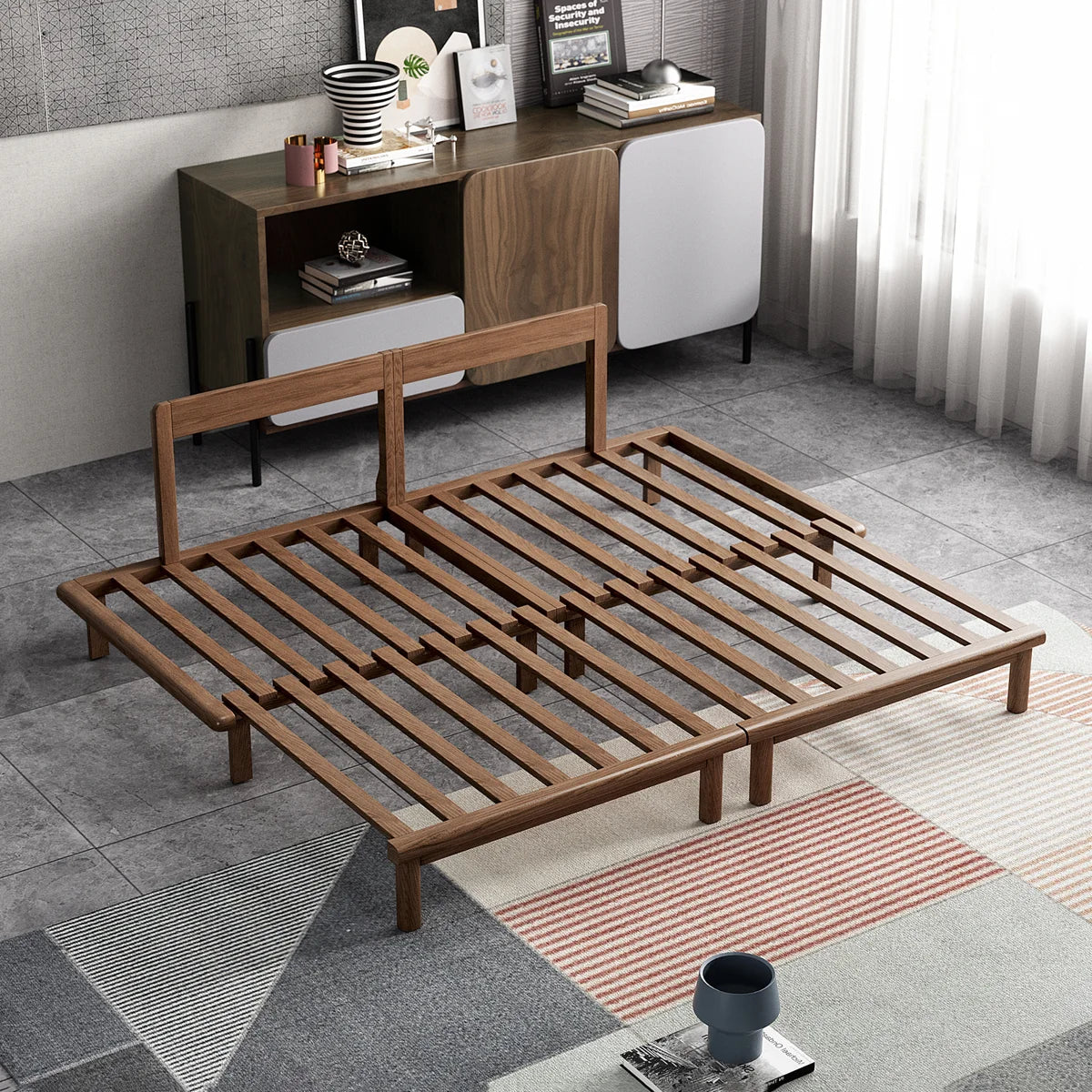 Furnishiaa 78.7-Inch Ash Wood Upholstered Sleeper Sofa