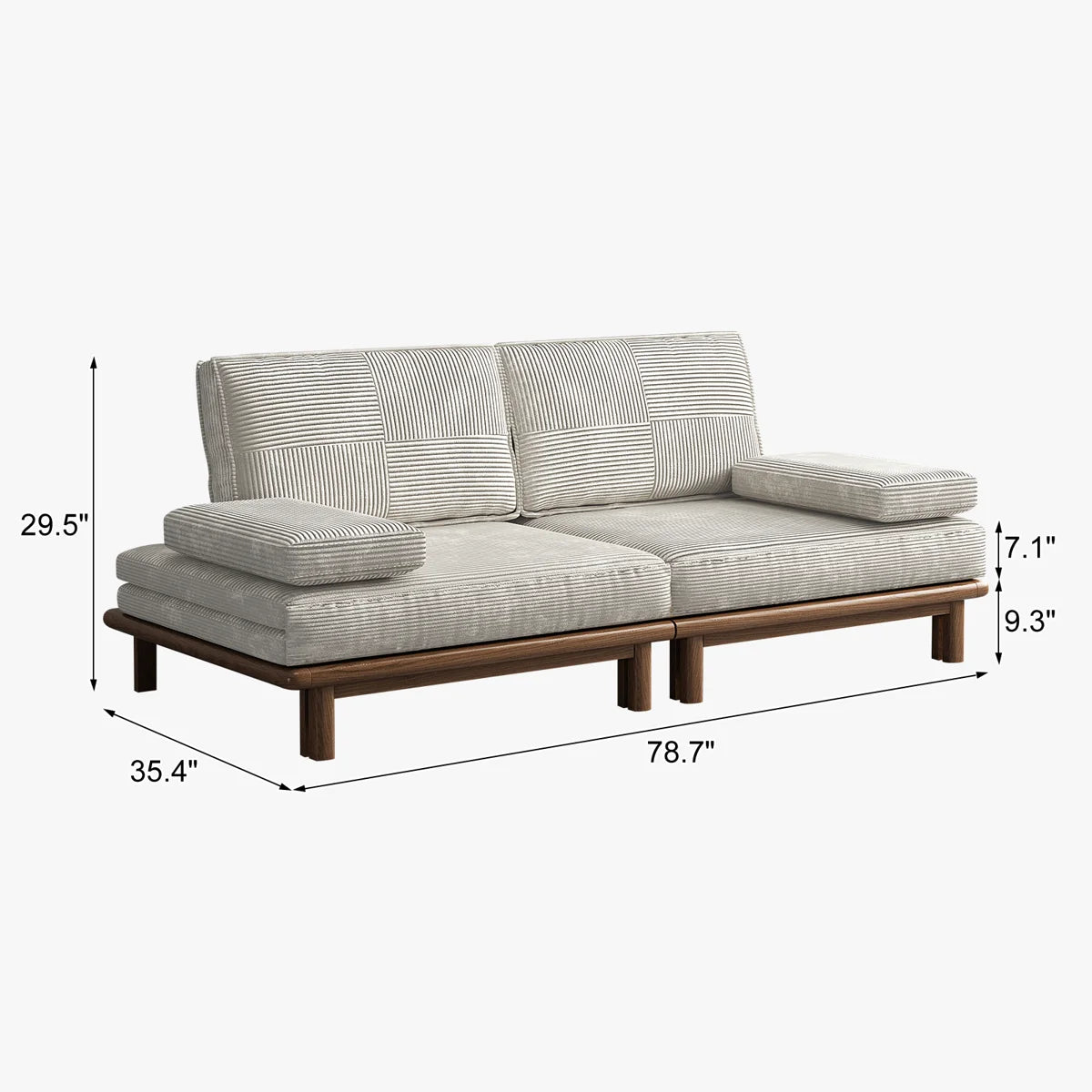 Furnishiaa 78.7-Inch Ash Wood Upholstered Sleeper Sofa