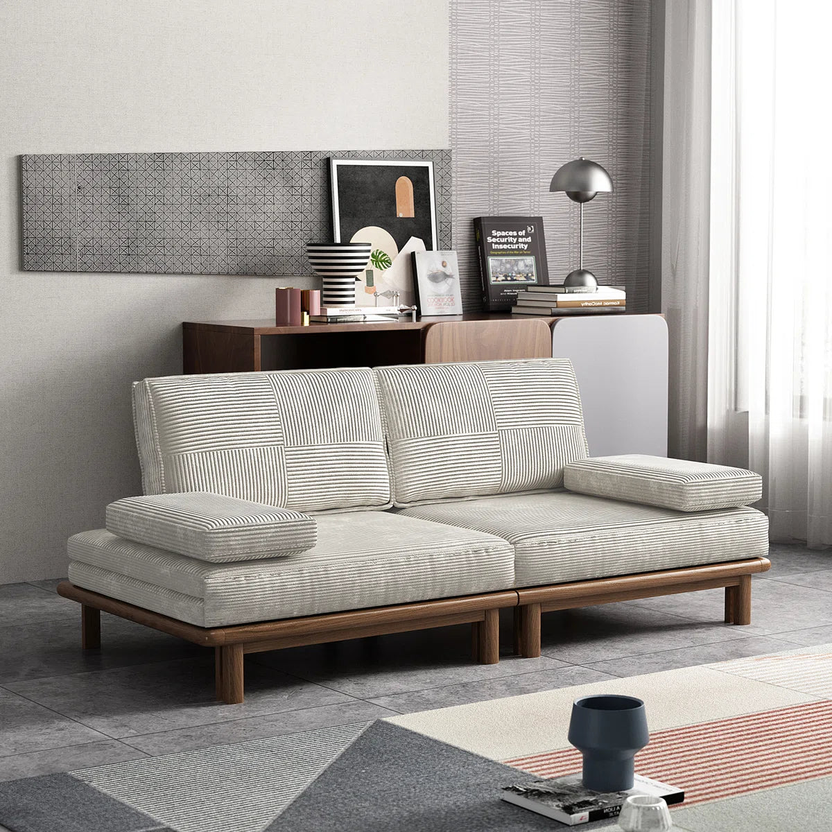 Furnishiaa 78.7-Inch Ash Wood Upholstered Sleeper Sofa