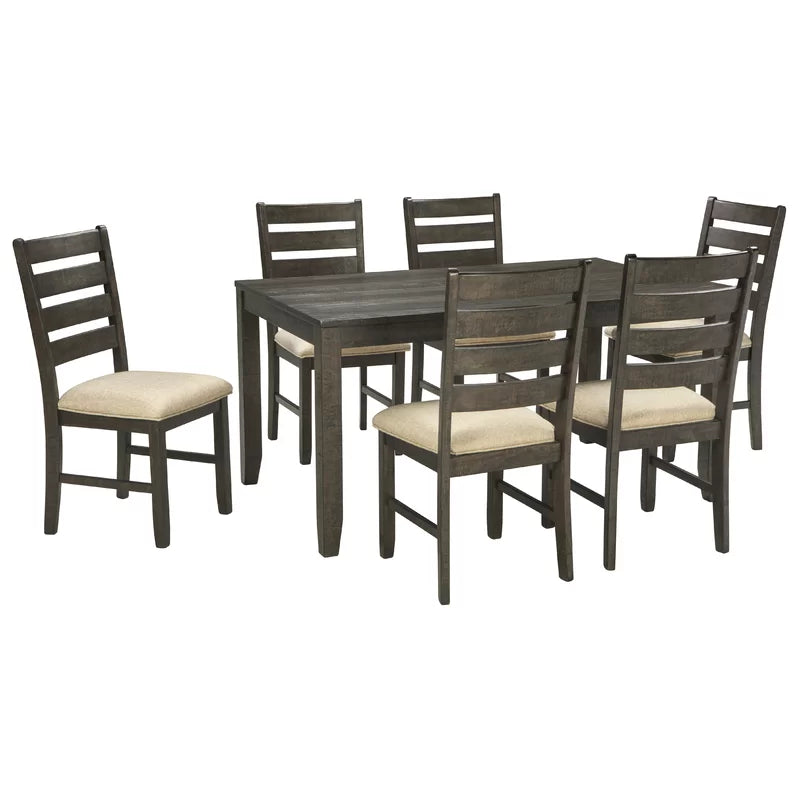 Furnishiaa 7-Piece Dining Set with Ladder Back Chairs