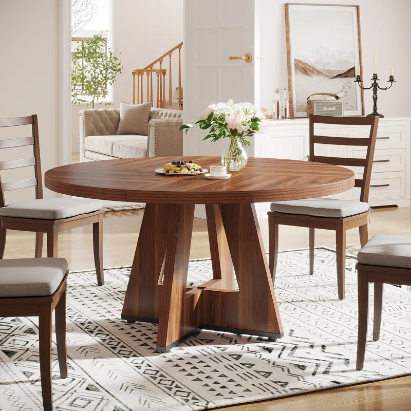 Furnishiaa Rustic Round Dining Table – A Stylish Centerpiece for Your Home