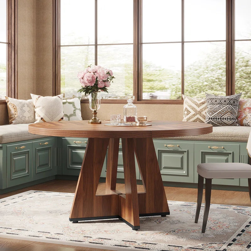 Furnishiaa Rustic Round Dining Table – A Stylish Centerpiece for Your Home