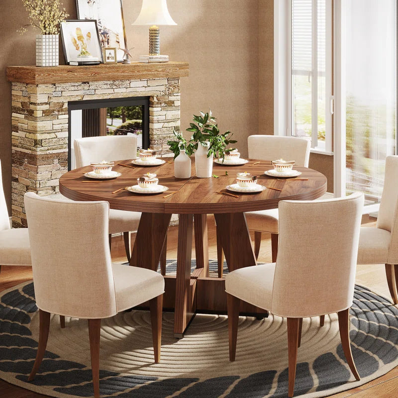 Furnishiaa Rustic Round Dining Table – A Stylish Centerpiece for Your Home