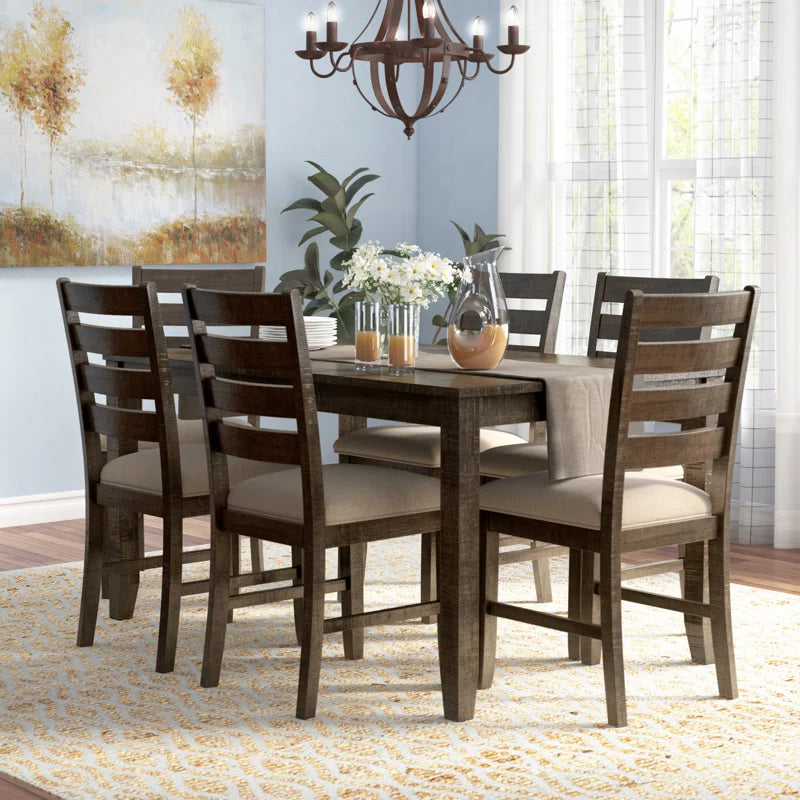 Furnishiaa 7-Piece Dining Set with Ladder Back Chairs