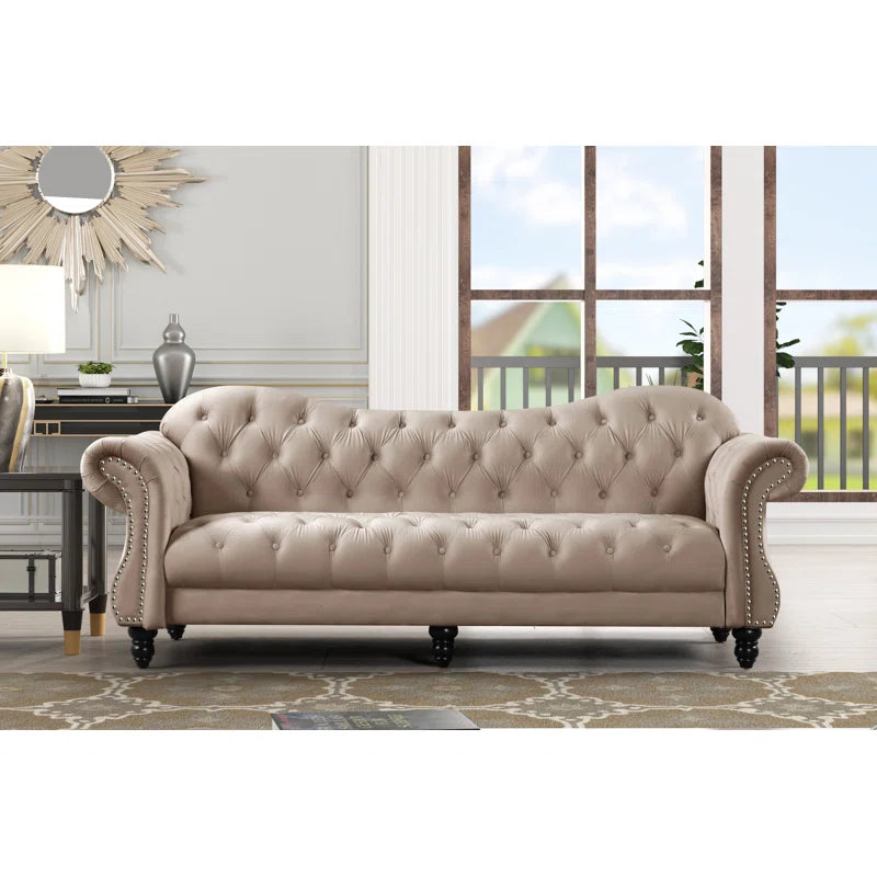 Furnishiaa Upholstered Sofa Set – Luxury Living Room Furniture with Solid Sheesham Wood Legs