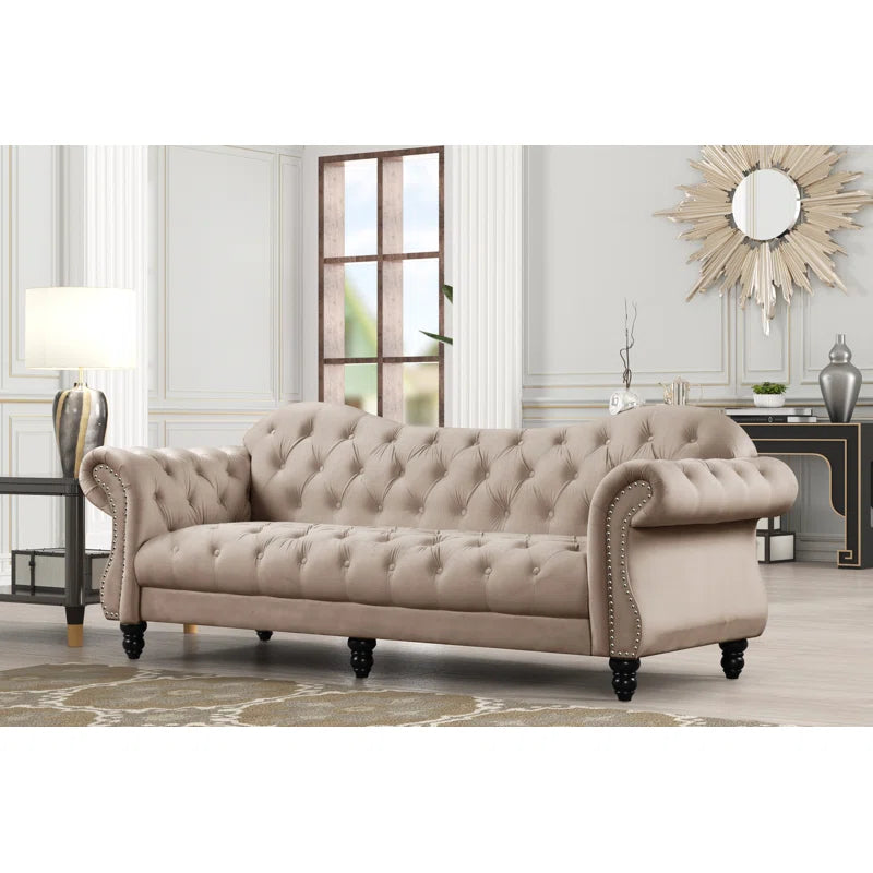 Furnishiaa Upholstered Sofa Set – Luxury Living Room Furniture with Solid Sheesham Wood Legs