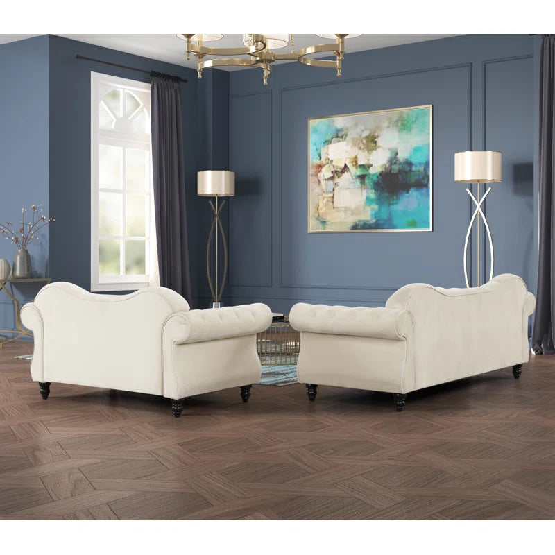 Furnishiaa Upholstered Sofa Set – Luxury Living Room Furniture with Solid Sheesham Wood Legs