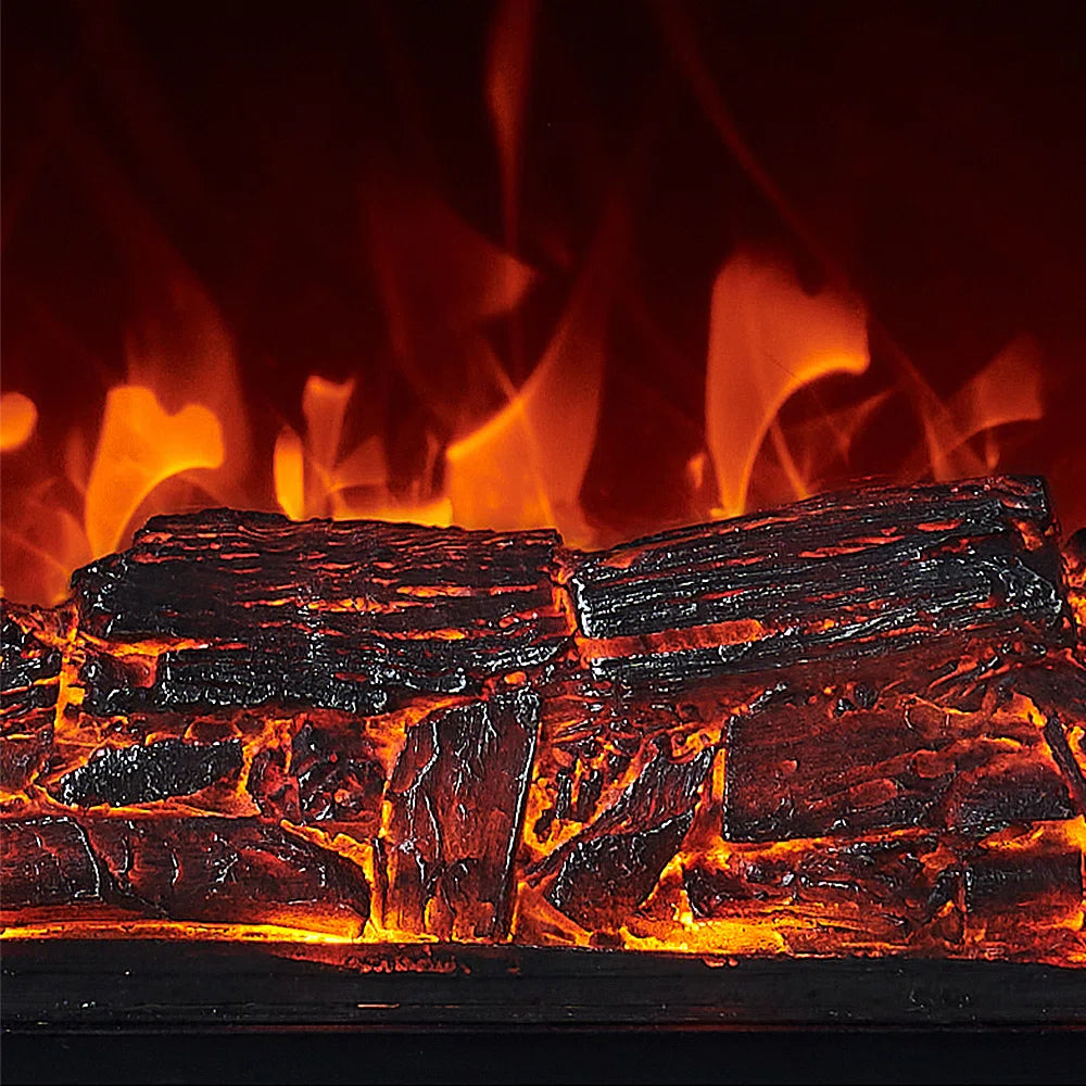 Furnishiaa Solid Sheesham Wood TV Stand with Electric Fireplace