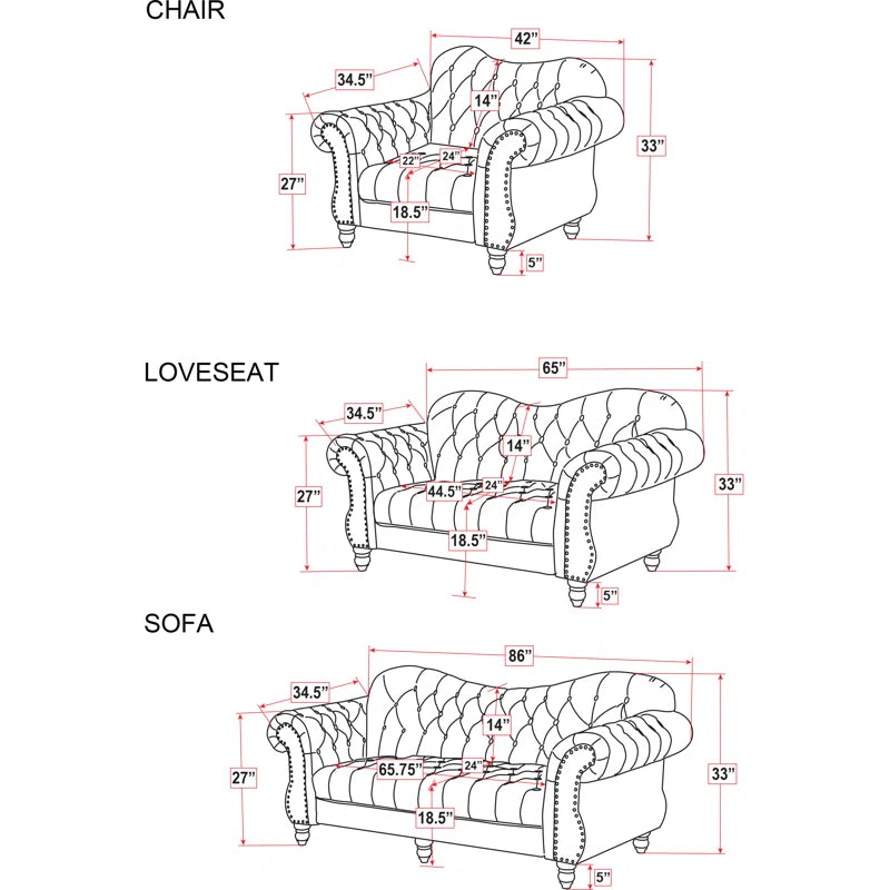 Furnishiaa Upholstered Sofa Set – Luxury Living Room Furniture with Solid Sheesham Wood Legs