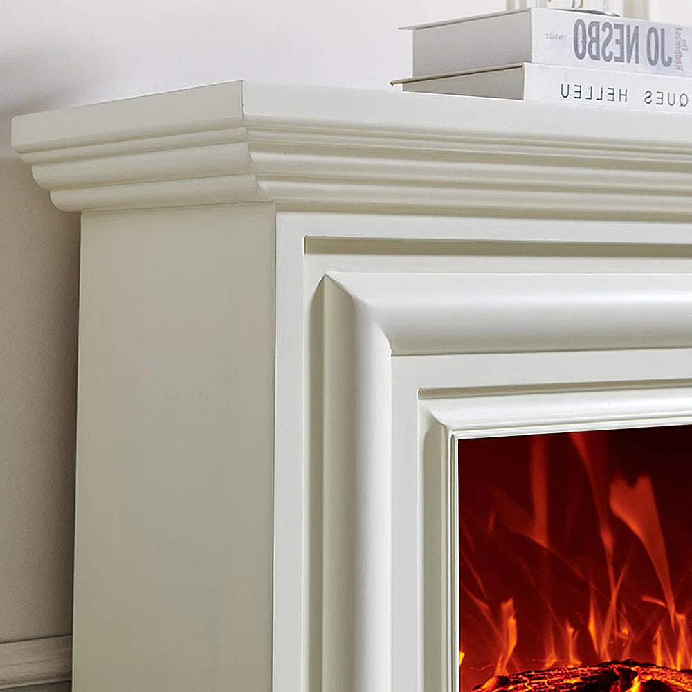 Furnishiaa Solid Sheesham Wood TV Stand with Electric Fireplace