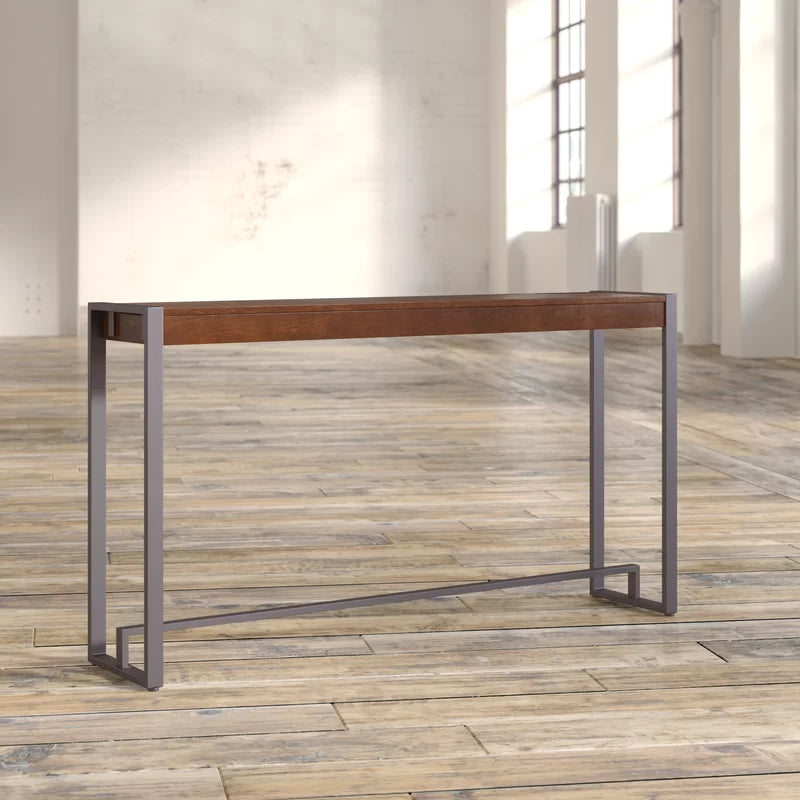 Furnishiaa Modern Solid sheesham Wood & Iron Console Table
