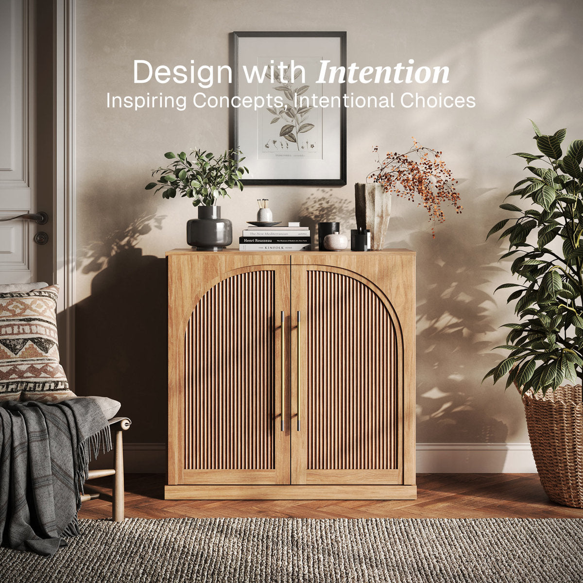Furnishiaa 3-Piece Modular Arched Sideboard Buffet Set - Camel - view 9