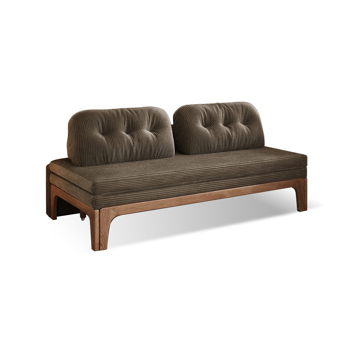 Furnishiaa coffee corduroy solid ash wood sofa bed – front view