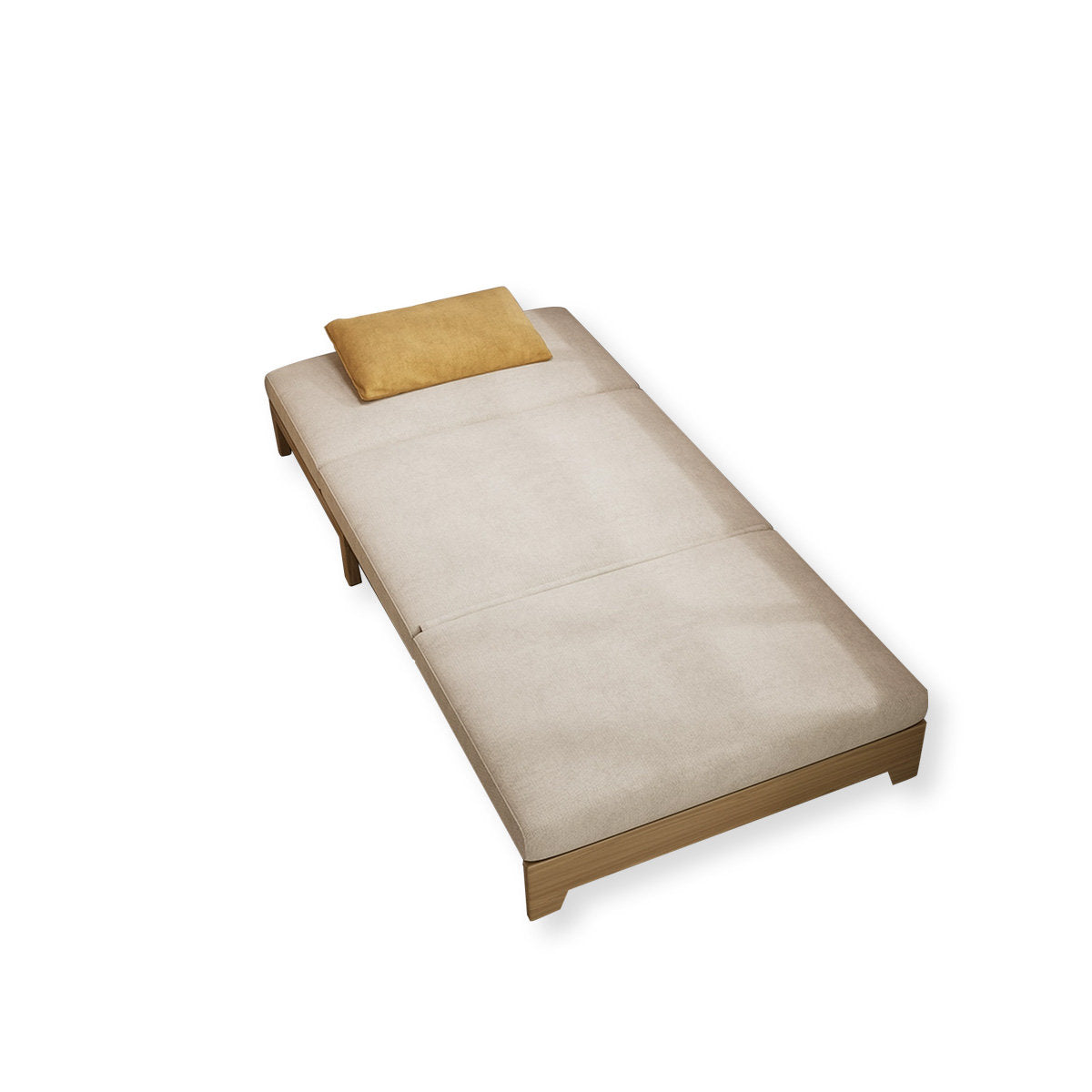 Beige sleeper chair extended gallery view