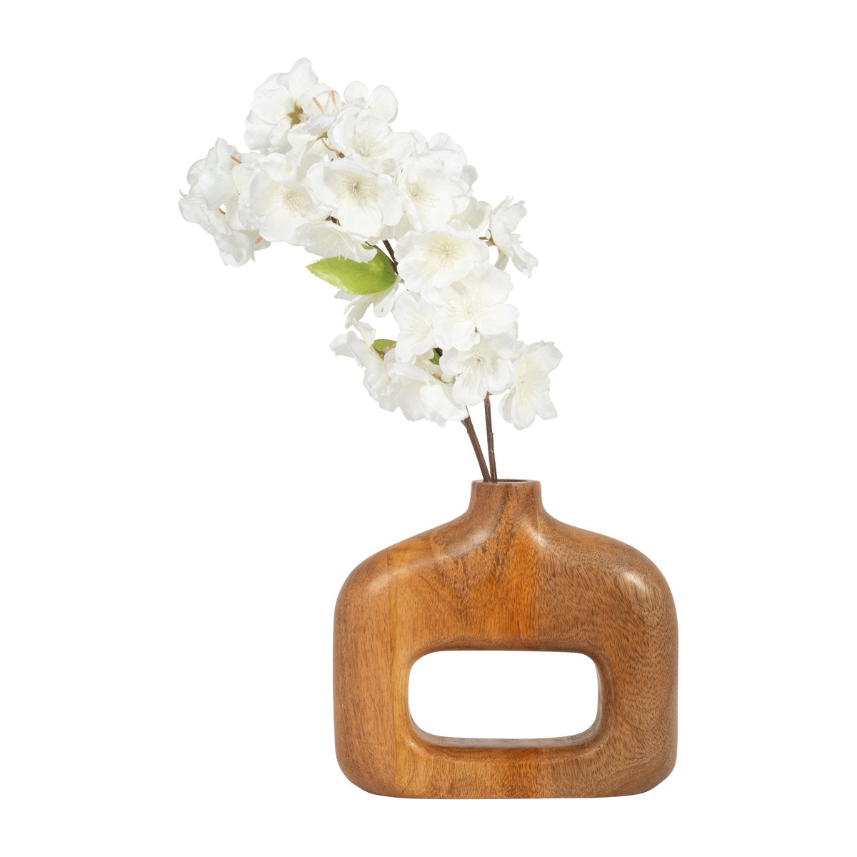 Furnishiaa sculptural wooden table vase in brown - view 9