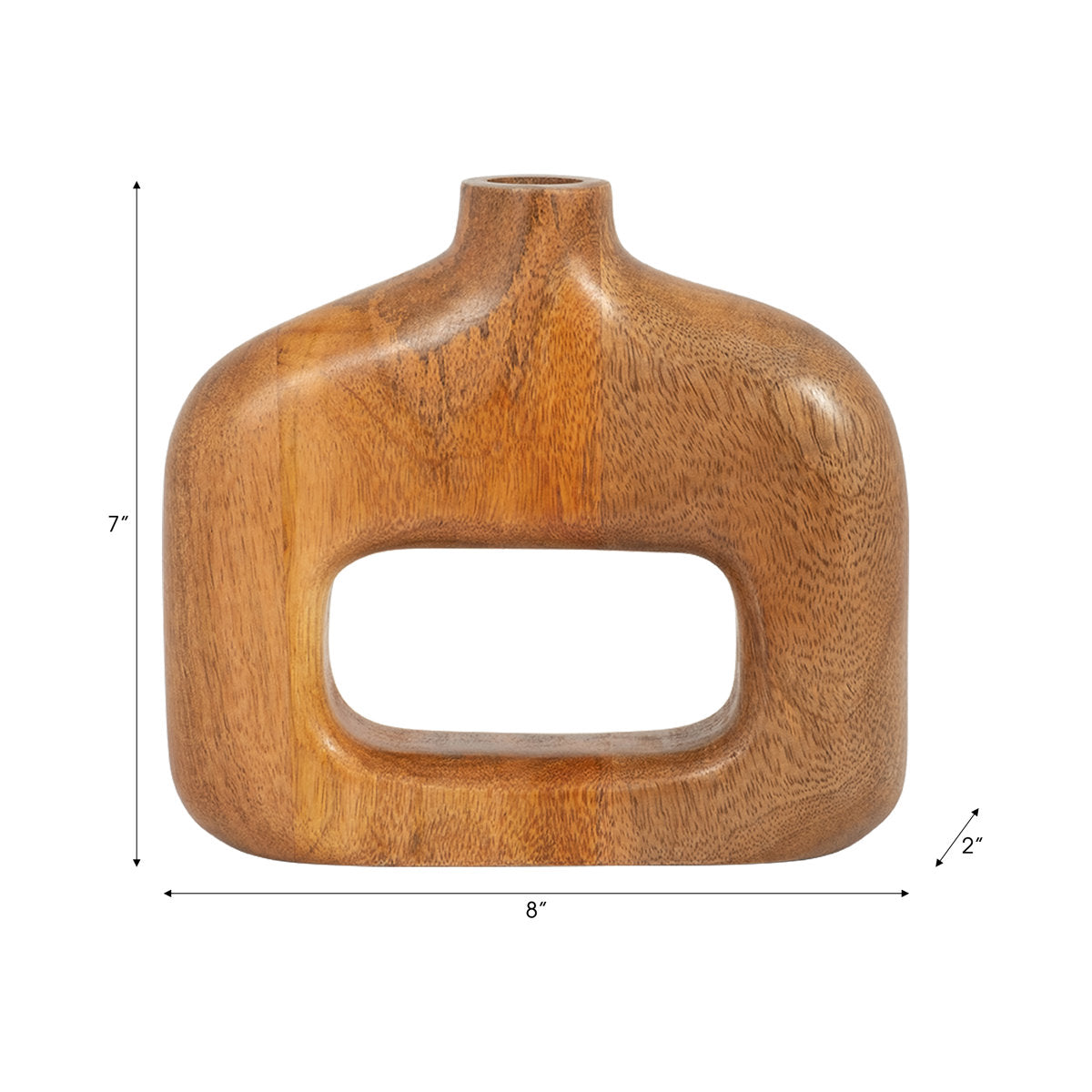 Furnishiaa sculptural wooden table vase in brown - view 11