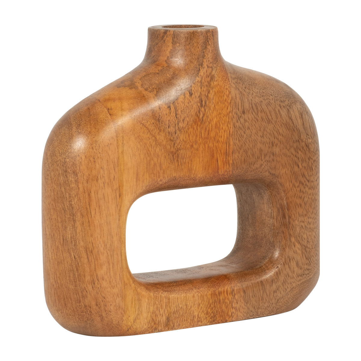 Furnishiaa sculptural wooden table vase in brown - view 13