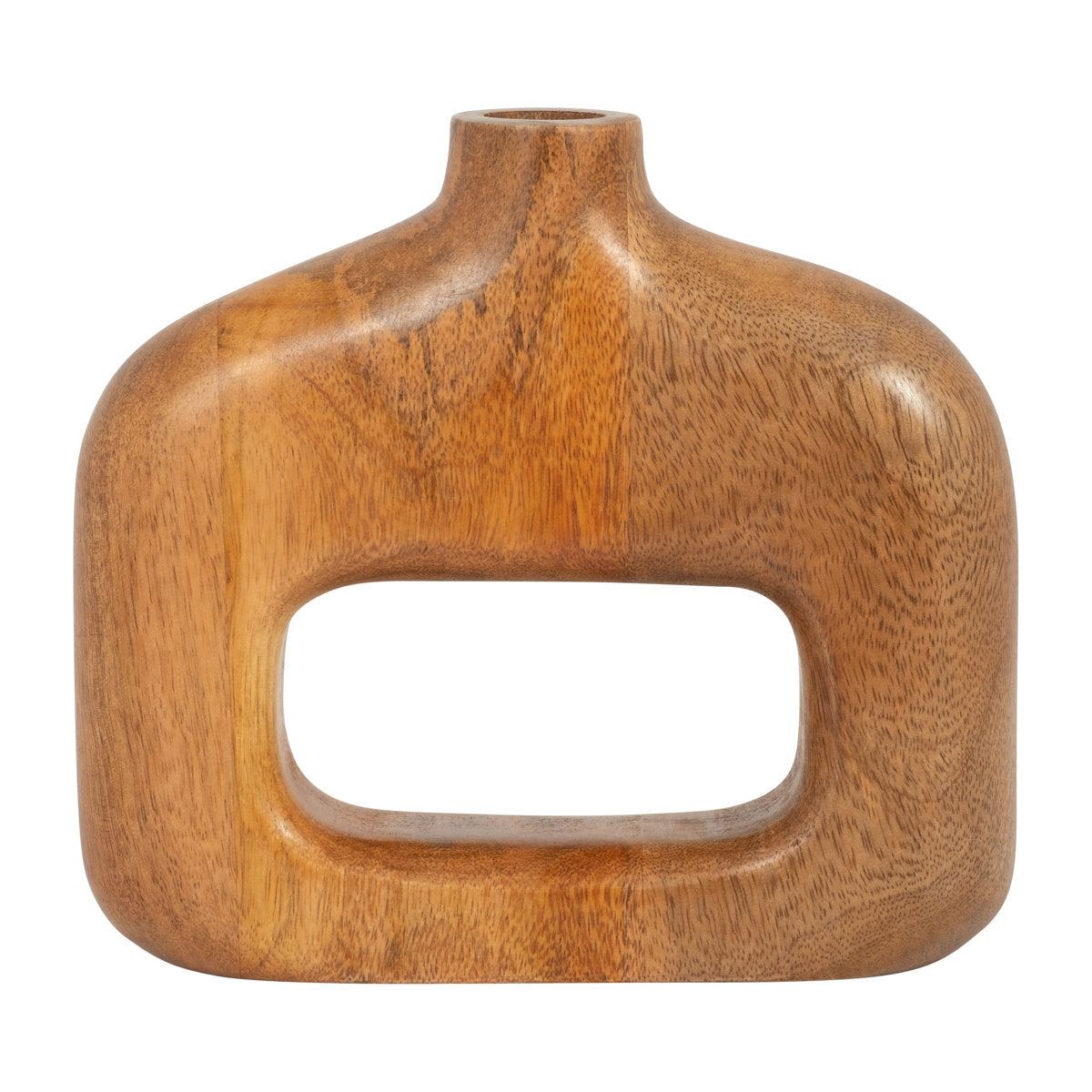 Furnishiaa sculptural wooden table vase in brown - view 14
