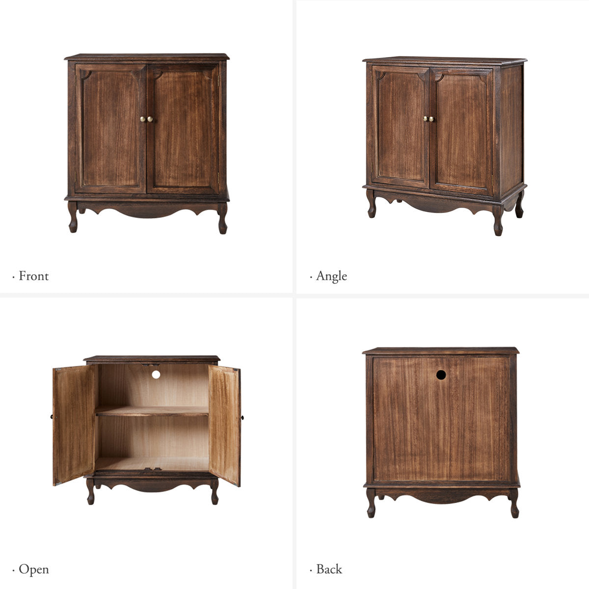 Furnishiaa solid wood 2-door accent cabinet in Walnut - view 7