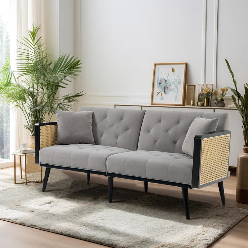 Furnishiaa Modern Loveseat Sofa Bed in Solid Wood