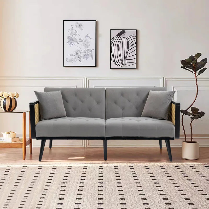 Furnishiaa Modern Loveseat Sofa Bed in Solid Wood