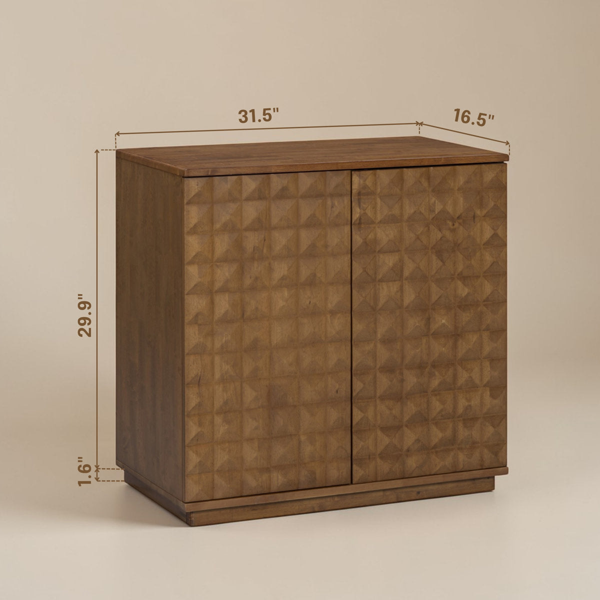 Furnishiaa hand-carved 2-door modular storage cabinet, product view 3