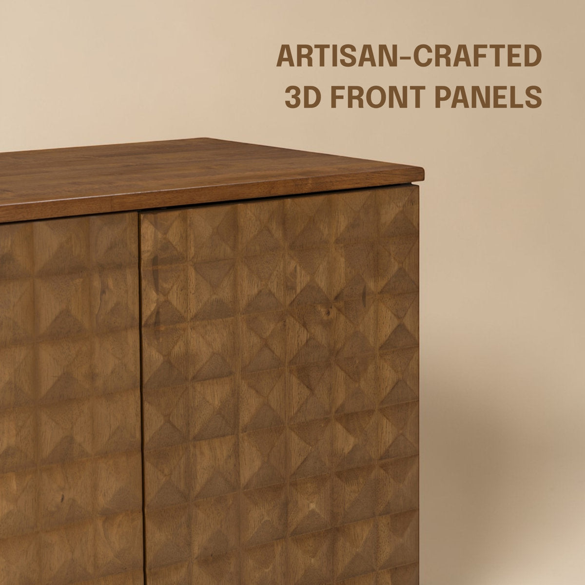Furnishiaa hand-carved 2-door modular storage cabinet, product view 6