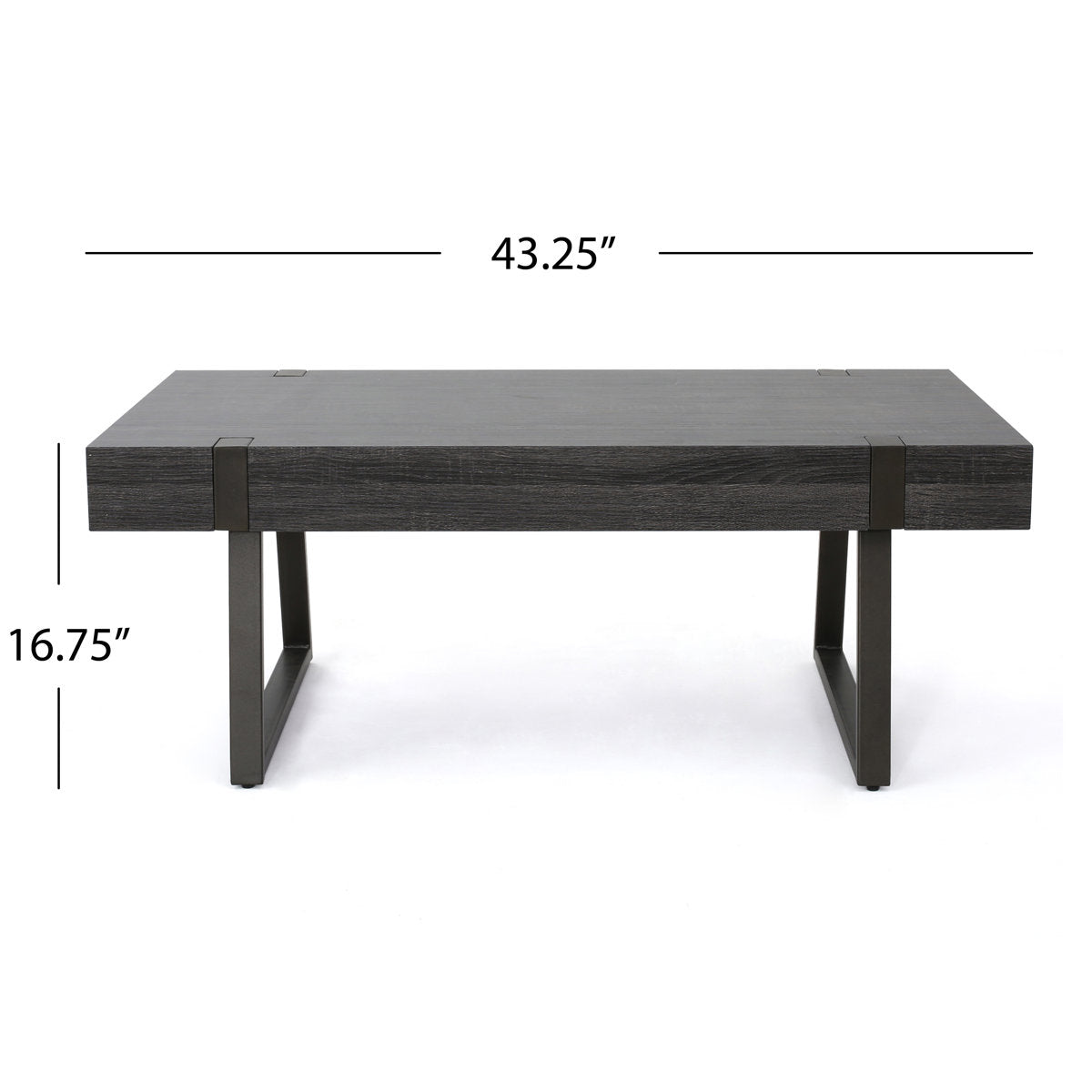 Gallery image 5 of industrial black coffee table with MDF top and metal legs