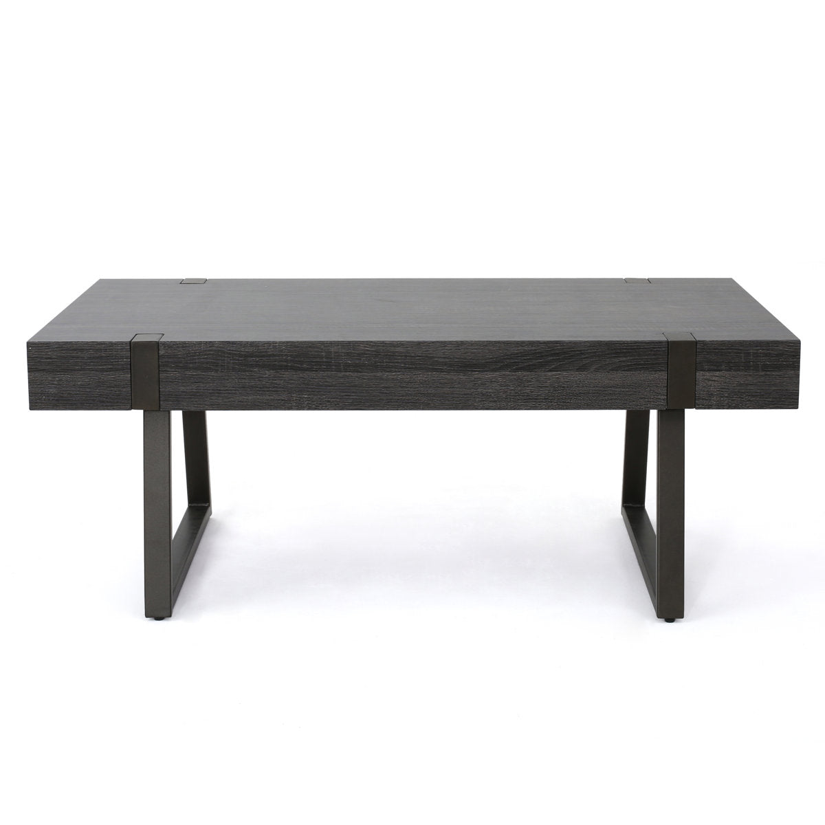 Gallery image 6 of industrial black coffee table with MDF top and metal legs