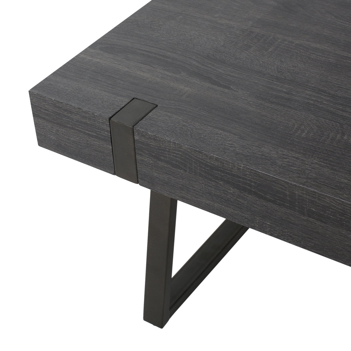 Gallery image 7 of industrial black coffee table with MDF top and metal legs