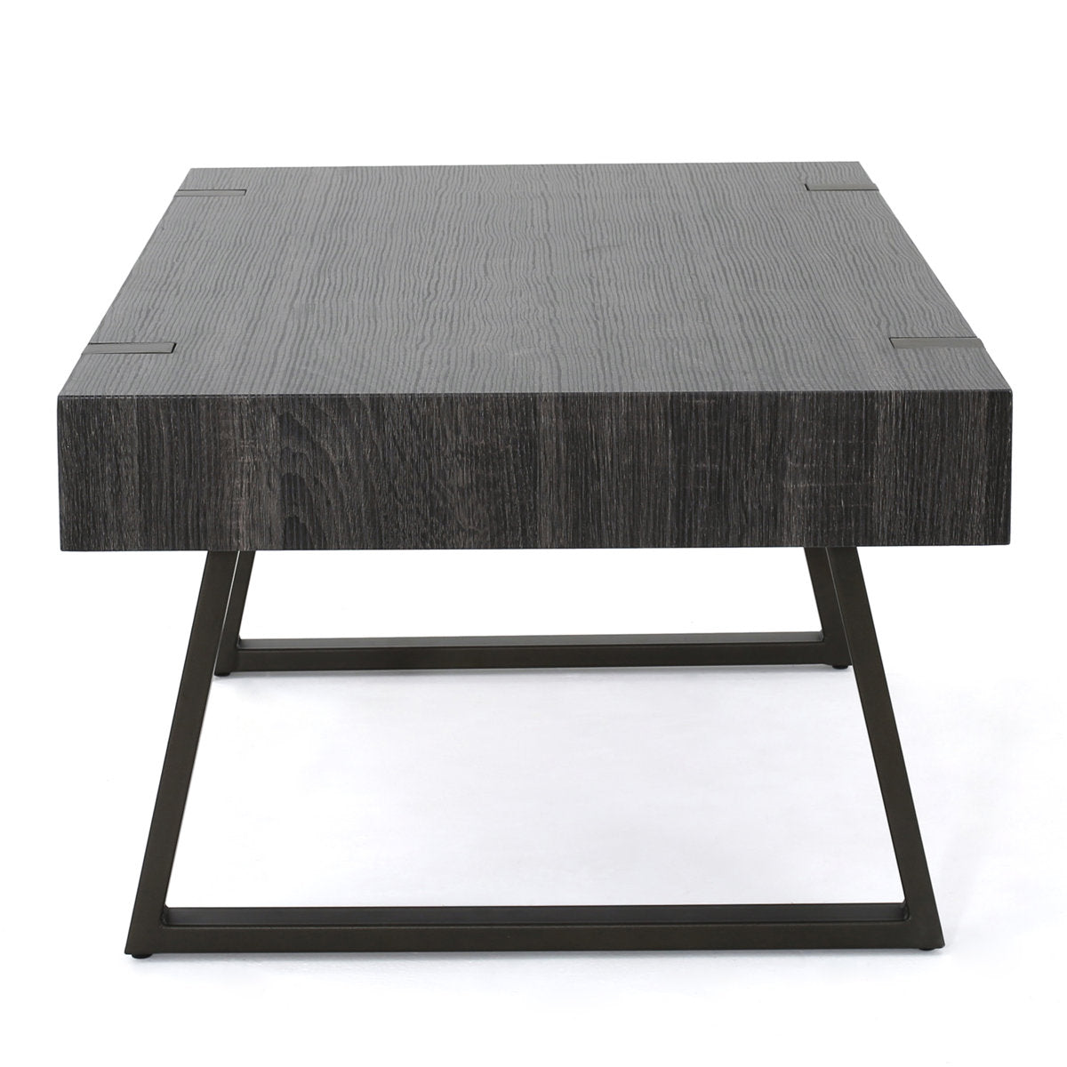 Gallery image 14 of industrial black coffee table with MDF top and metal legs