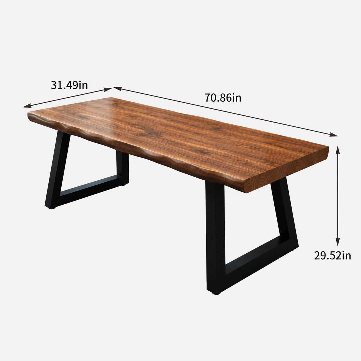 Industrial solid pine writing desk with black iron frame, additional view