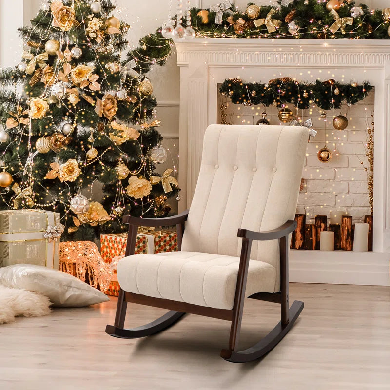 Furnishiaa High-Back Rocking Chair with Elegant Sheesham Wood Craftsmanship