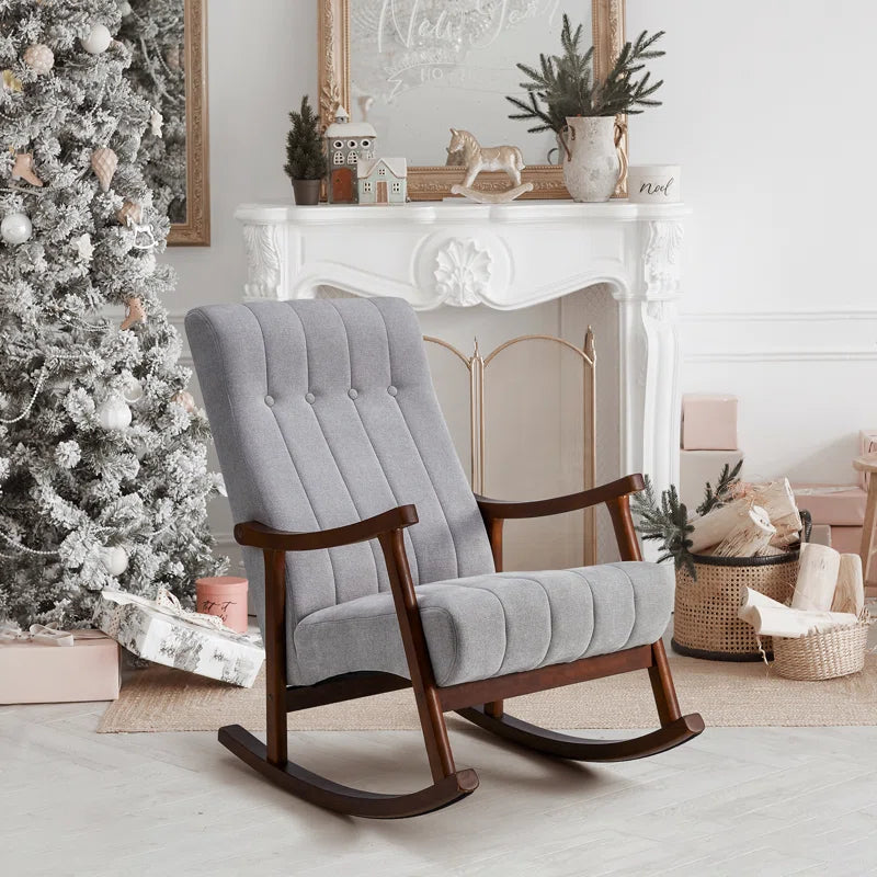 Furnishiaa High-Back Rocking Chair with Elegant Sheesham Wood Craftsmanship