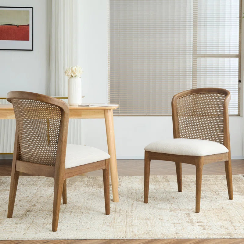 Furnishiaa upholstered and cane dining chairs (set of 2)
