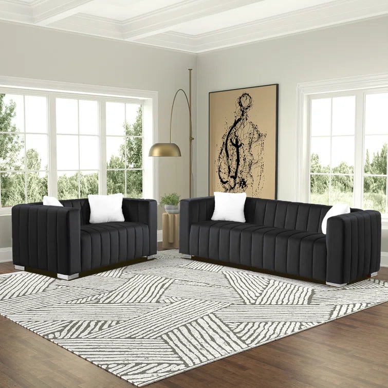 Furnishiaa Velvet Tufted Sofa Set – Elegant & Comfortable