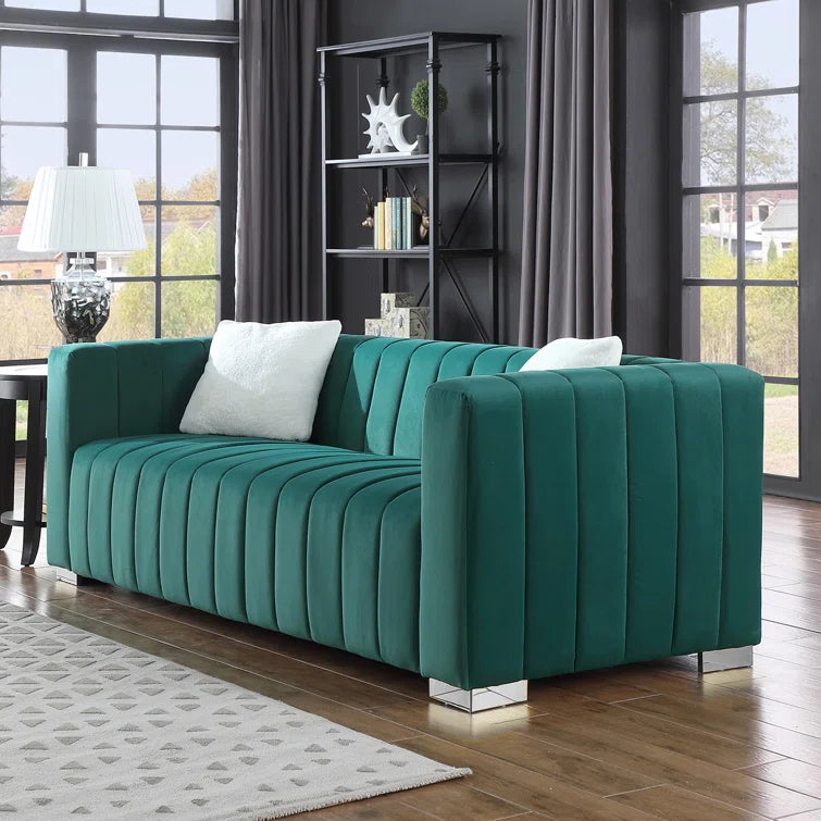 Furnishiaa Velvet Tufted Sofa Set – Elegant & Comfortable